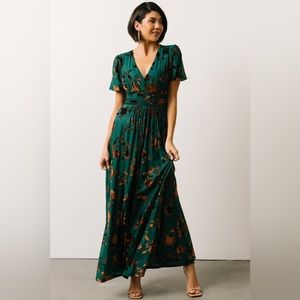 Leslie Velvet Maxi Dress (Green & Bronze)